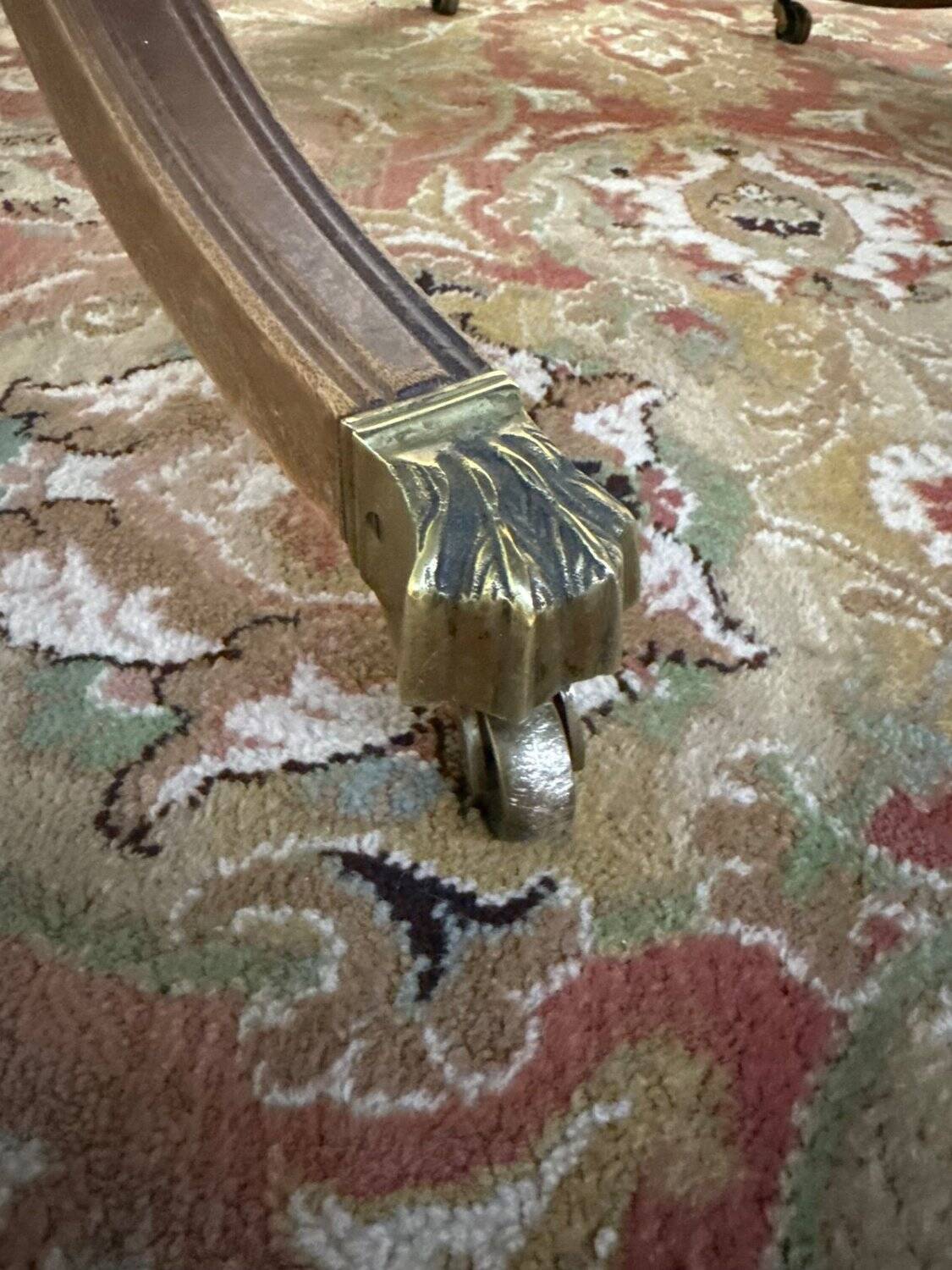 Large Extendable English Table Mahogany Regency Style Claw Feet Brass