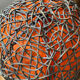 Large mushroom lamp in woven rattan