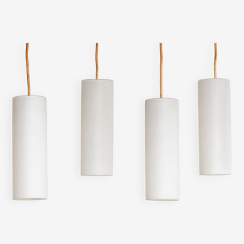 Rare RAAK Amsterdam milk glass tubes set of 4, Netherlands 1950