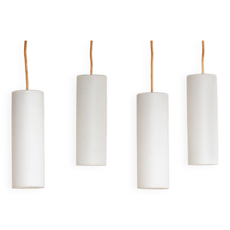 Rare RAAK Amsterdam milk glass tubes set of 4, Netherlands 1950