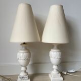 Pair of white marble table lamps