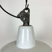 Industrial White Enamel Factory Lamp with Cast Iron Top, 1960s