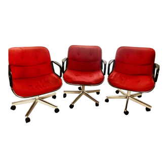 3 armchairs by Charles Pollock for Knoll