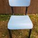 Chaise enfant style mullca tube metal noir + assise & dossier bois vintage #a663