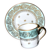 Light blue and gold Limoges porcelain litre cup signed Porcelaine d’Art PP.
