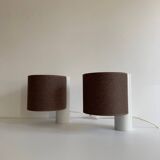Pair of vintage table lamps, white and brown, “slim” by Gramigna for Quattrifolio, 1964 Italy