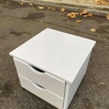 Scandinavian bedside table in solid beige wood with 2 drawers