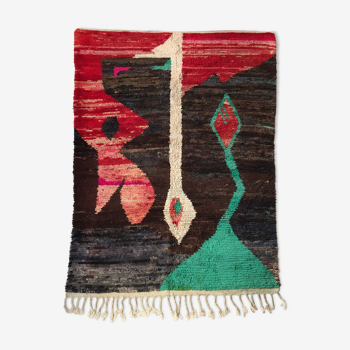 Tapis berbère marocain Boujaad brun à motifs colorés 302x205cm