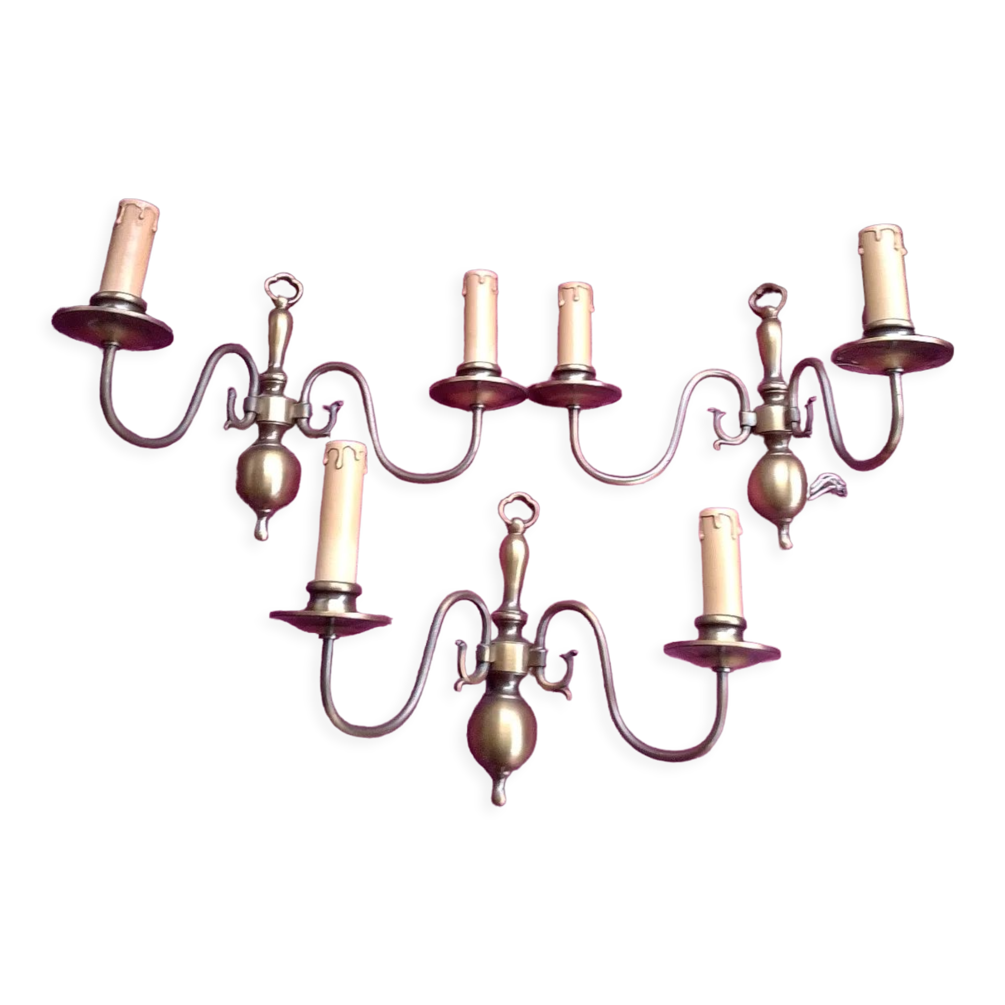 3 double brass appliques