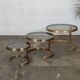 Superb trundle table round golden and smoked glass