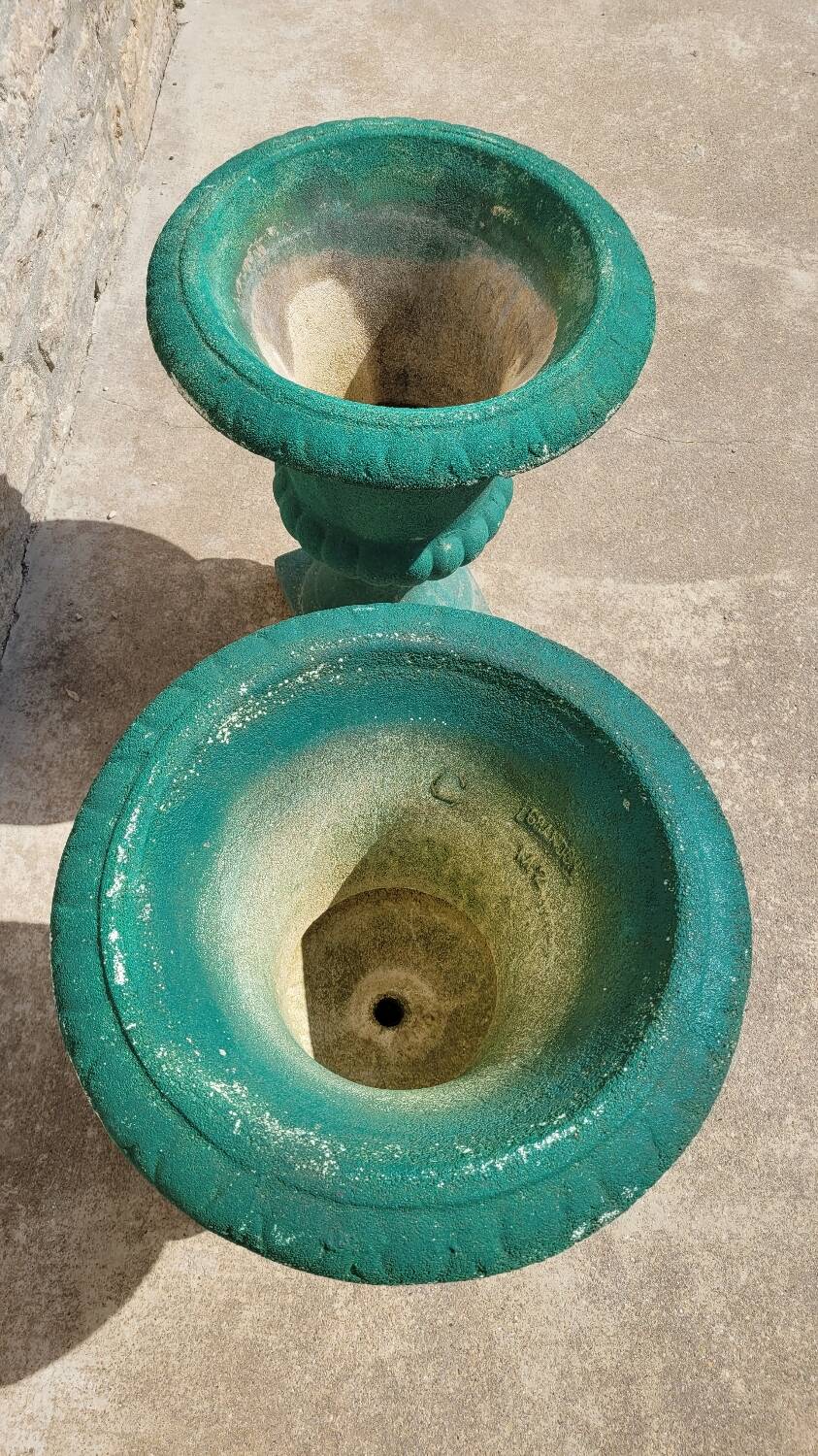 Pair of Medici Vases in old reconstituted stone 1950s