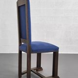 Set of 8 wooden and fabric chairs