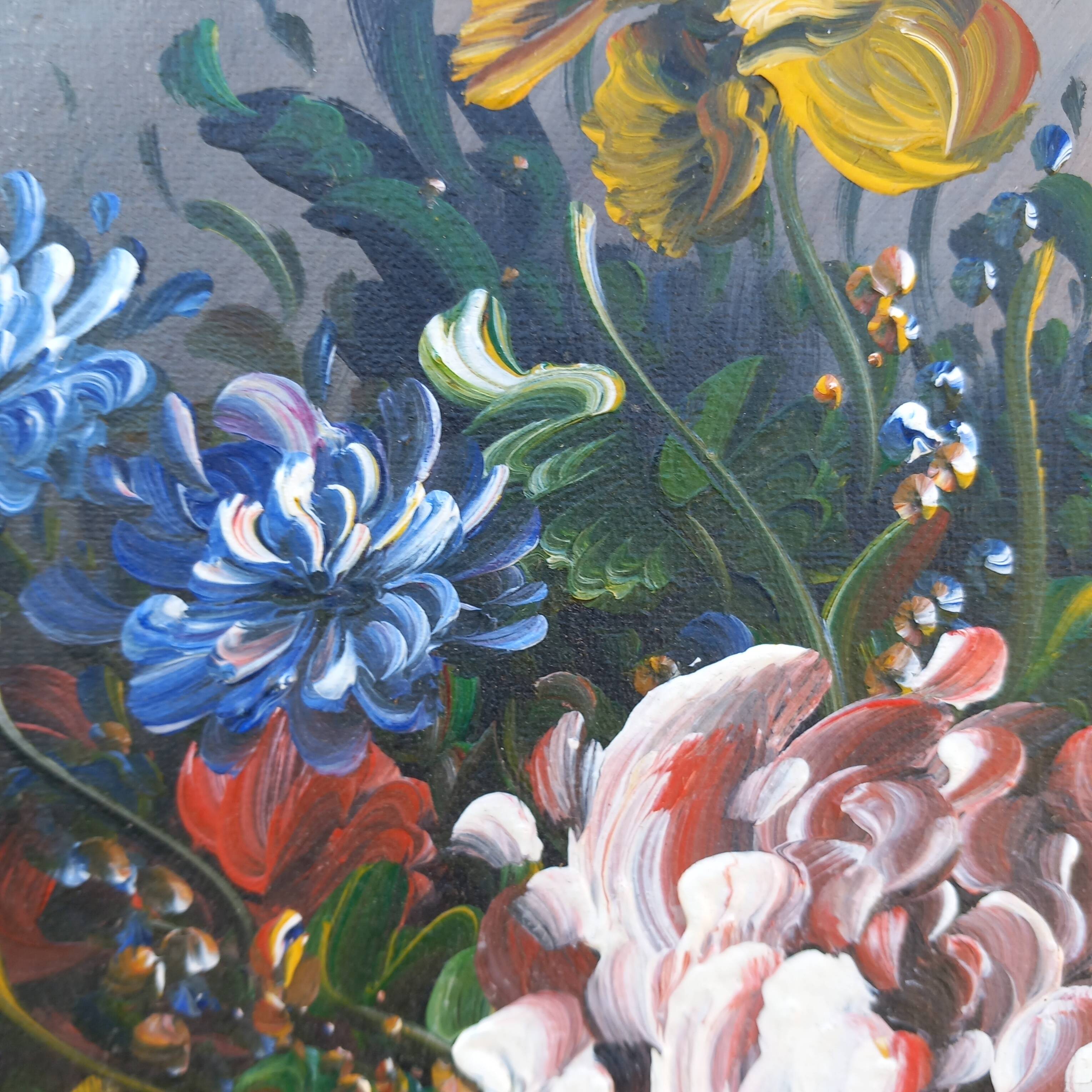 Still life - Floral composition - Oil on canvas signed