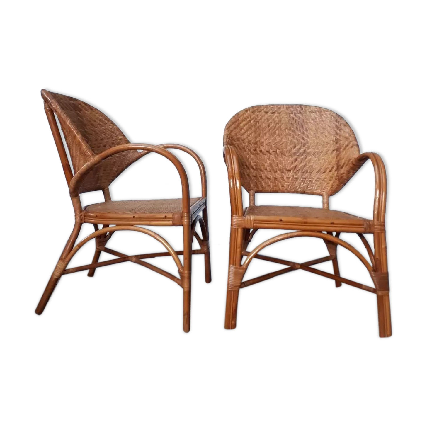 Pair of rattan armchairs