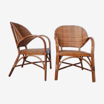 Pair of rattan armchairs