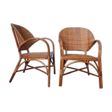 Pair of rattan armchairs