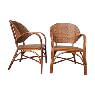 Pair of rattan armchairs