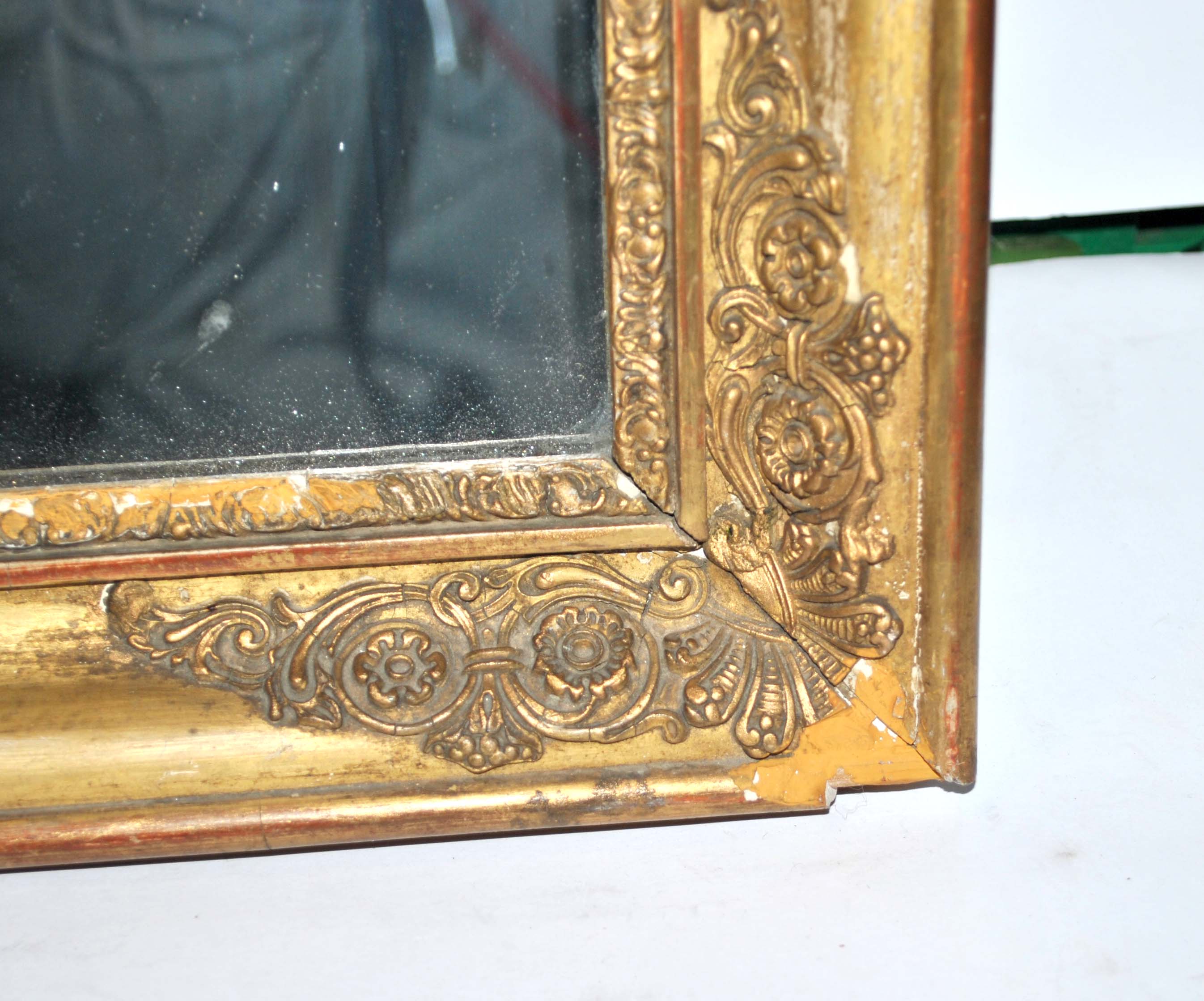 Old mercury mirror Restoration 19th century - Gilded frame with leaf