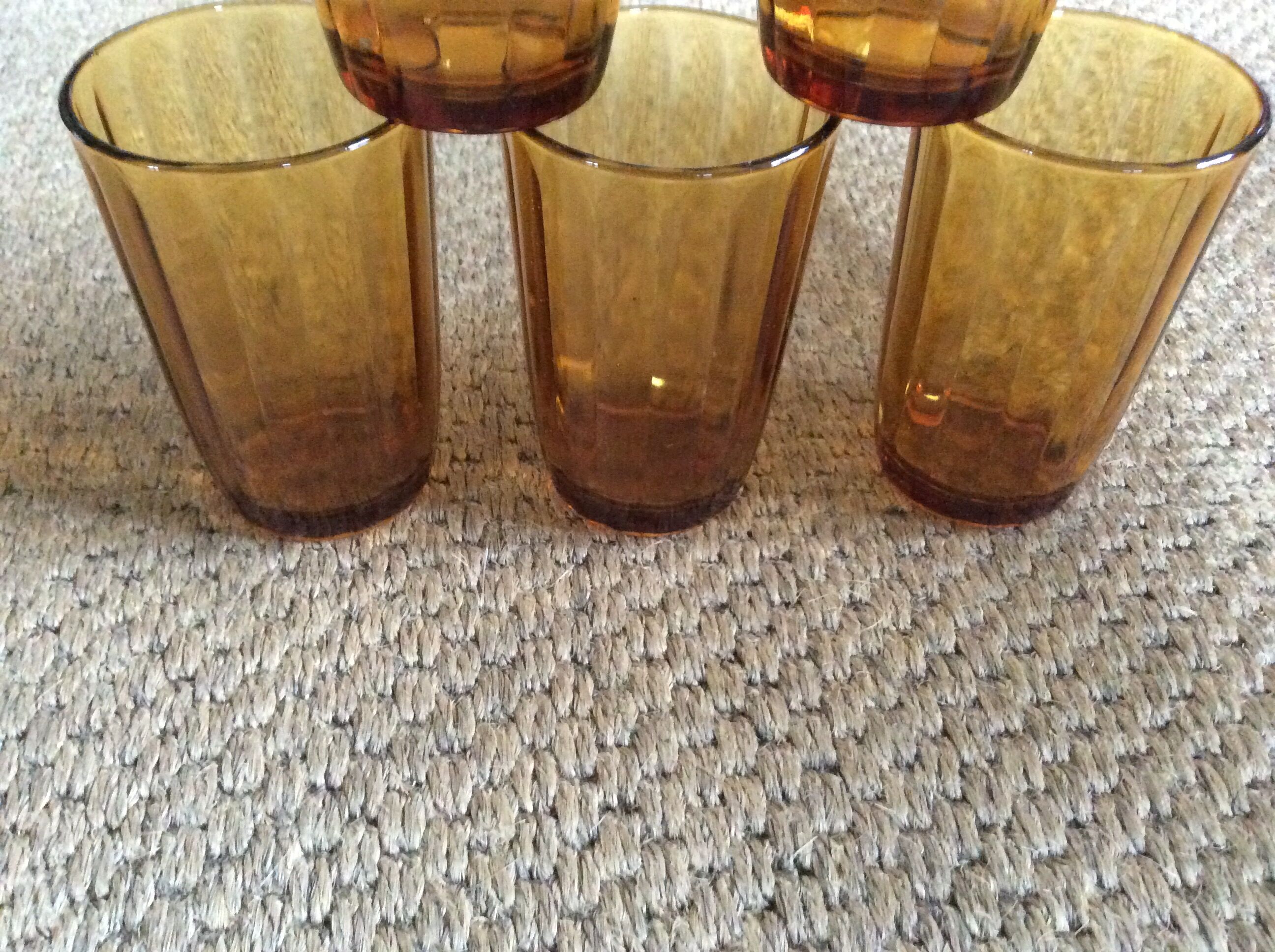 Series of 6 amber glasses