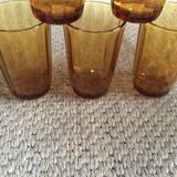 Series of 6 amber glasses