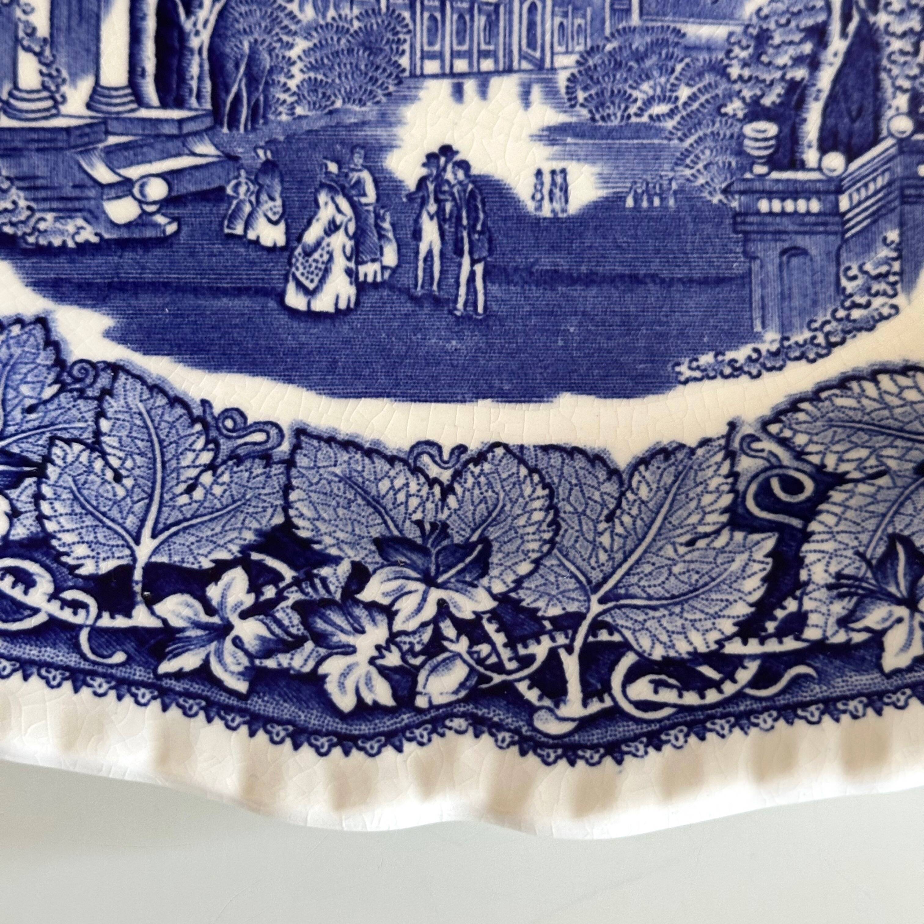 2 plats de service Mason’s Vista Blue – Faïence anglaise bleue et blanche