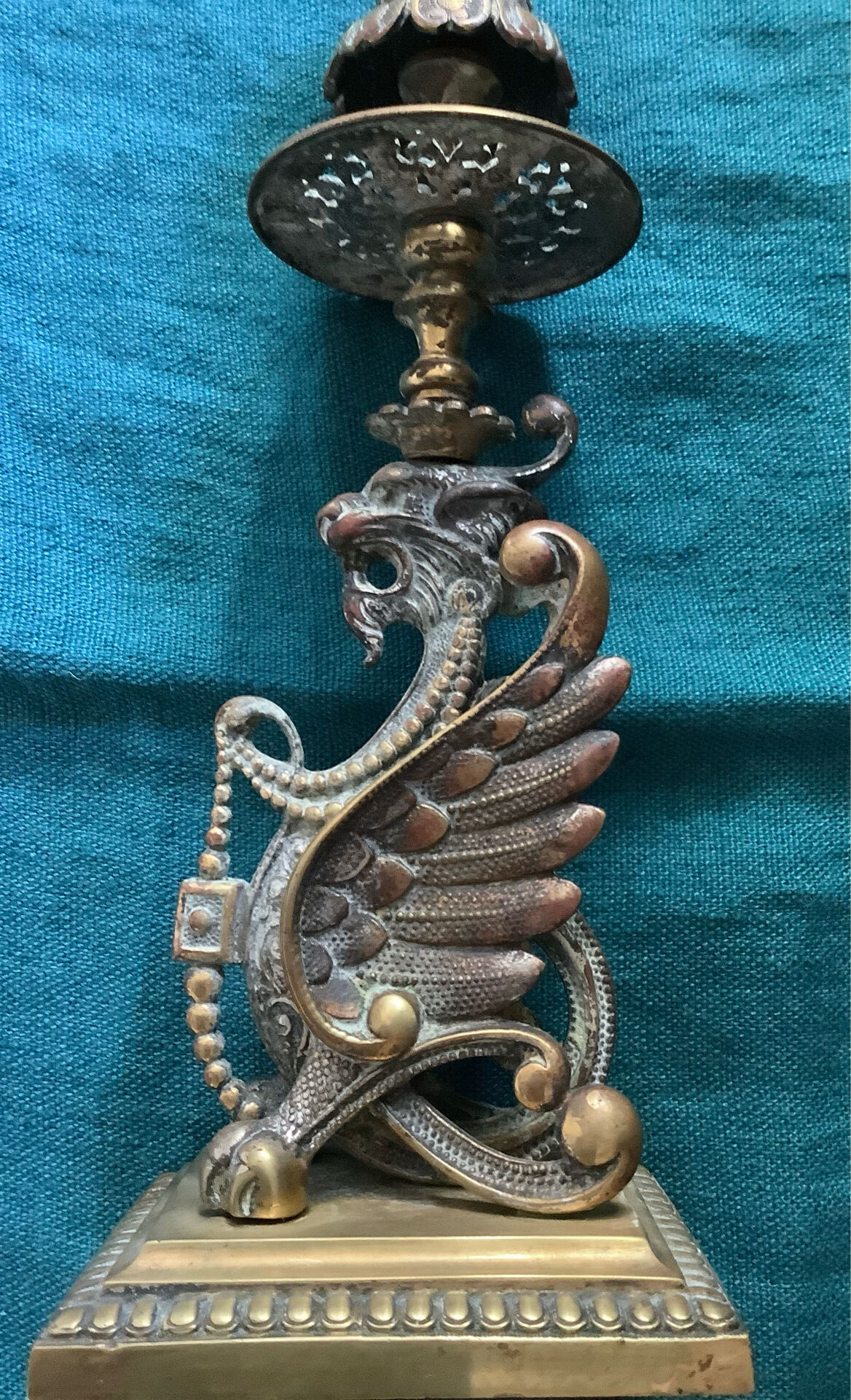 Chandelier ancien Bronze doré Dragon ailé