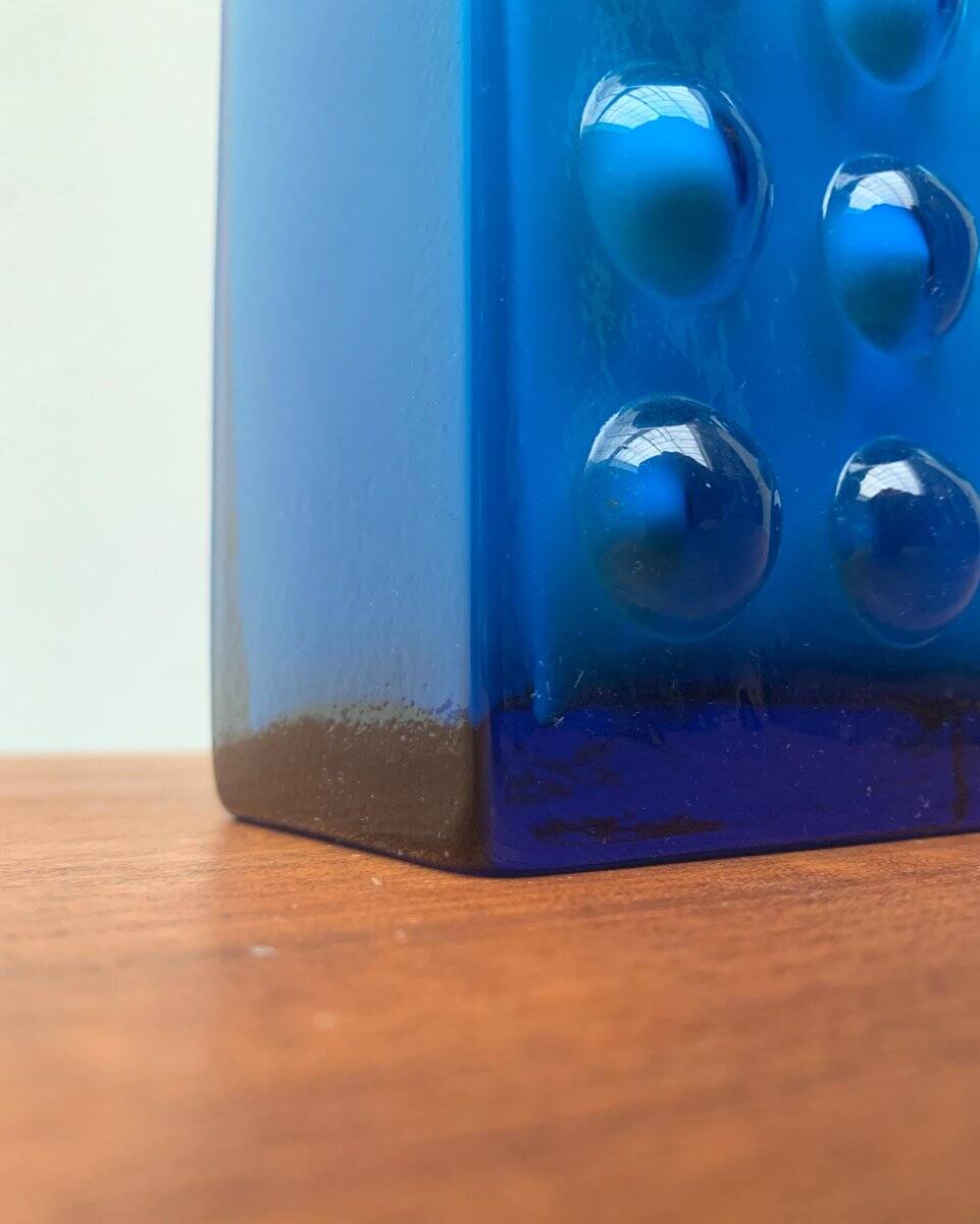 Mid-century German block glass bubble vase by Karl Friedrich Glass.