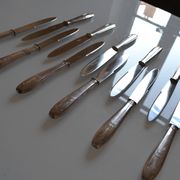 12 art deco table knives silver metal 25 cm monogram AR