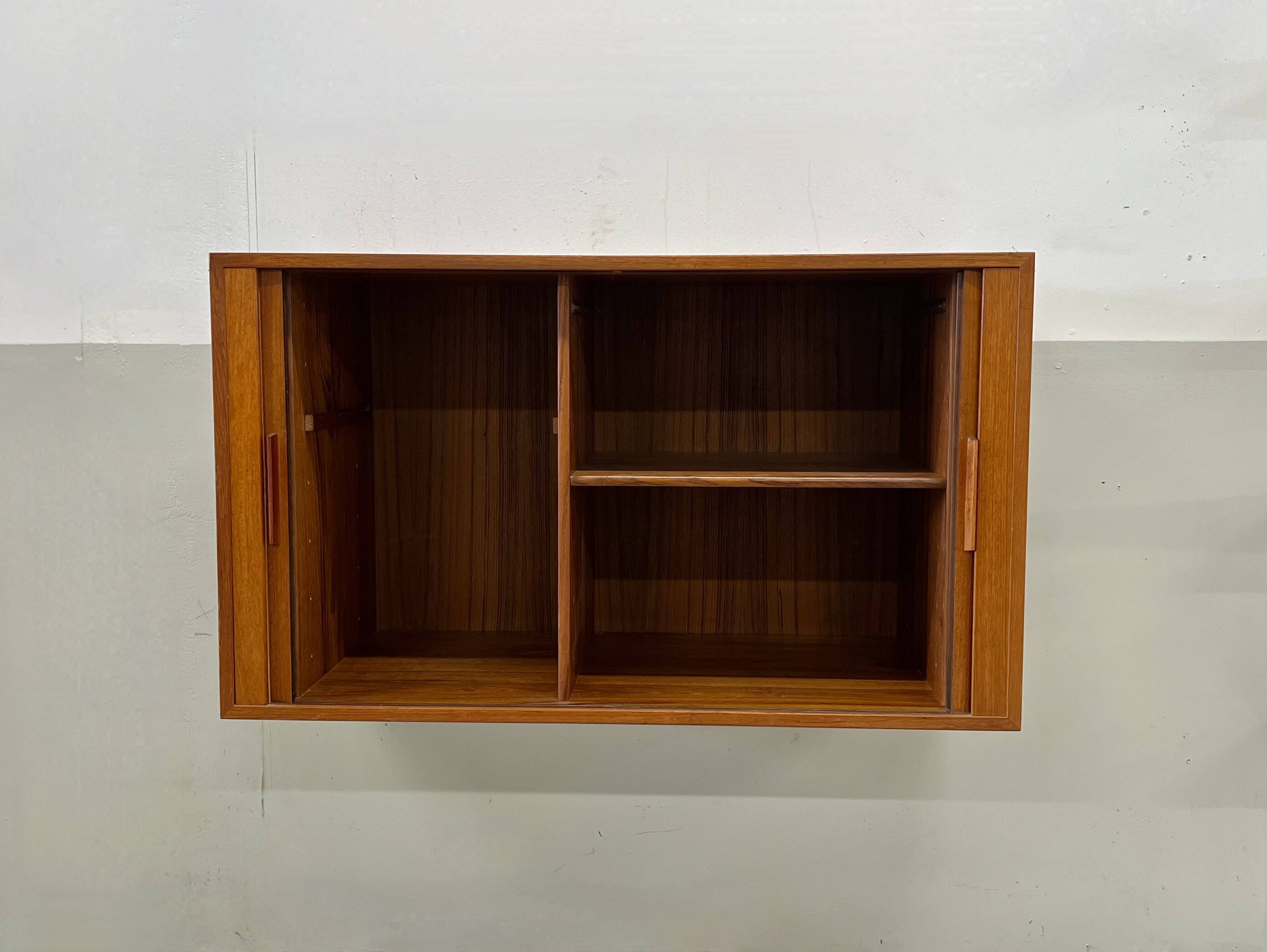 Teak Tambour Door Cabinet By Kai Kristiansen For Feldballes