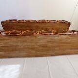 Pair of bamboo and rattan shelves