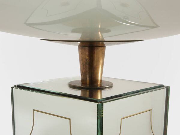 Lampadaire en miroir, bois peint et laiton par Emilio Lancia, vers 1940