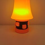 Table lamp, made in red double layer glass with metal details. estimated from the 1960s