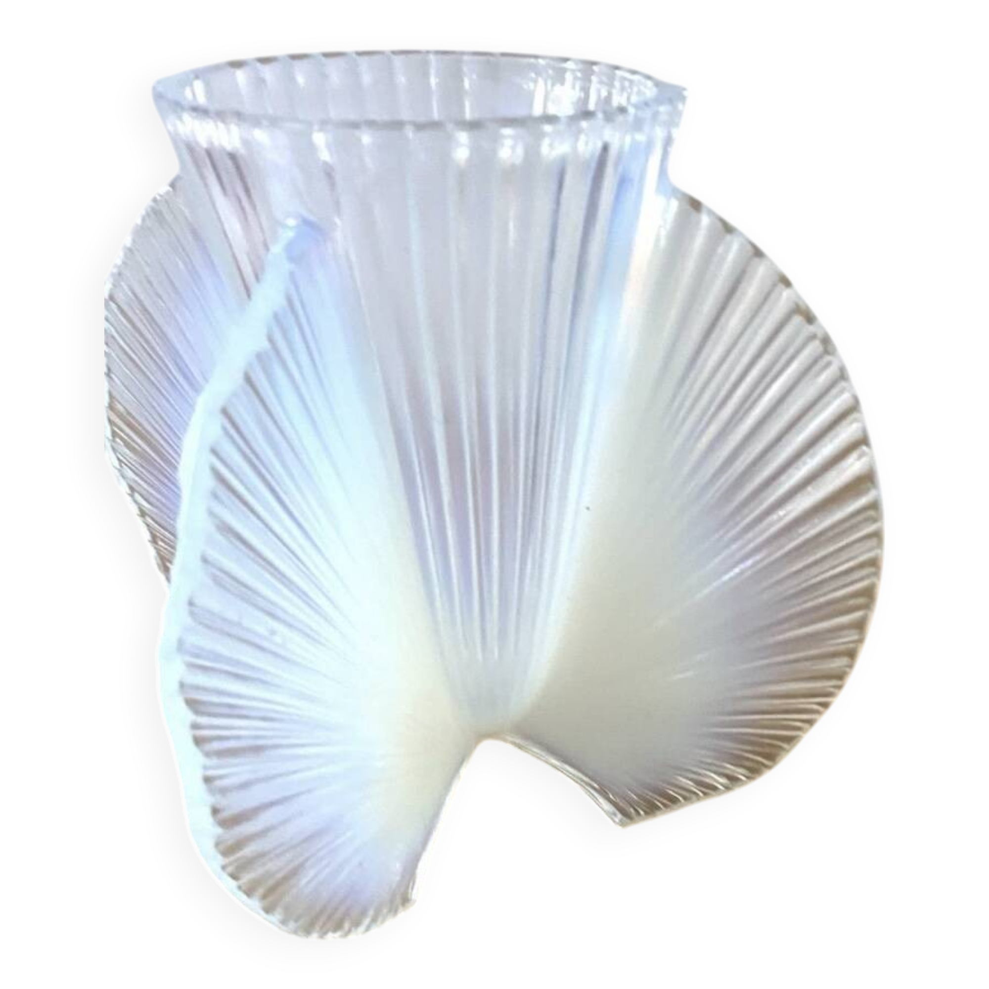 Vase Ellipse Art Déco en verre opalescent Pierre D’avesn, 1930