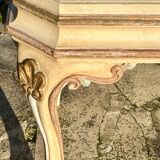 Coffee table/display cabinet in painted polychrome wood.