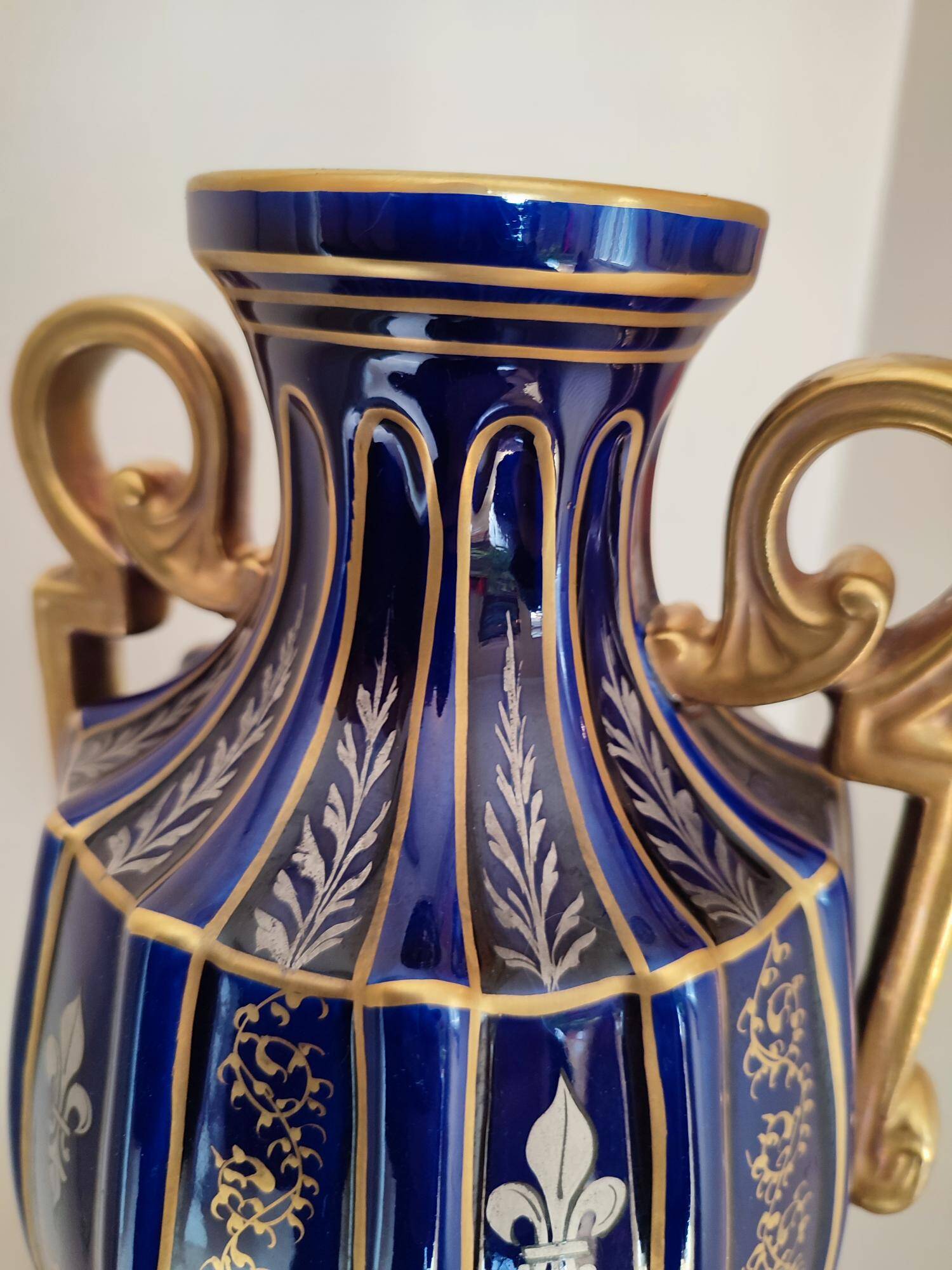Two-handled baluster vase in late 19th century earthenware from the Gustave Asch factory (1856-1911)