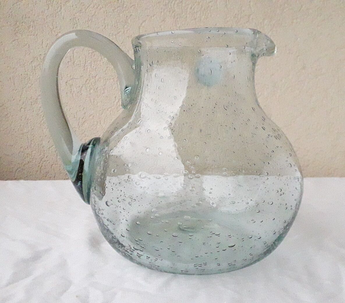 Bubbled glass pitcher
