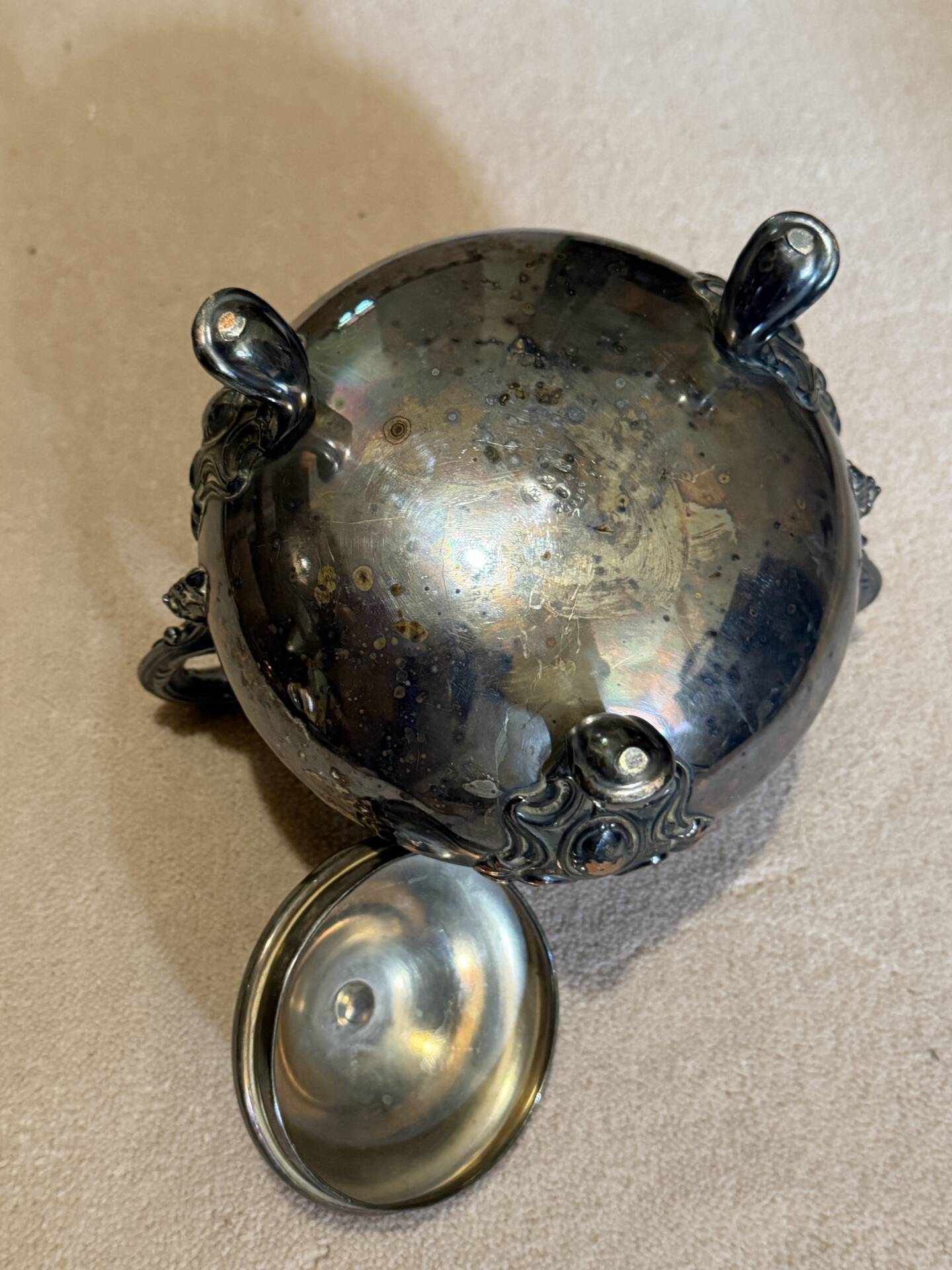 Antique silver-plated sugar bowl, rococo style