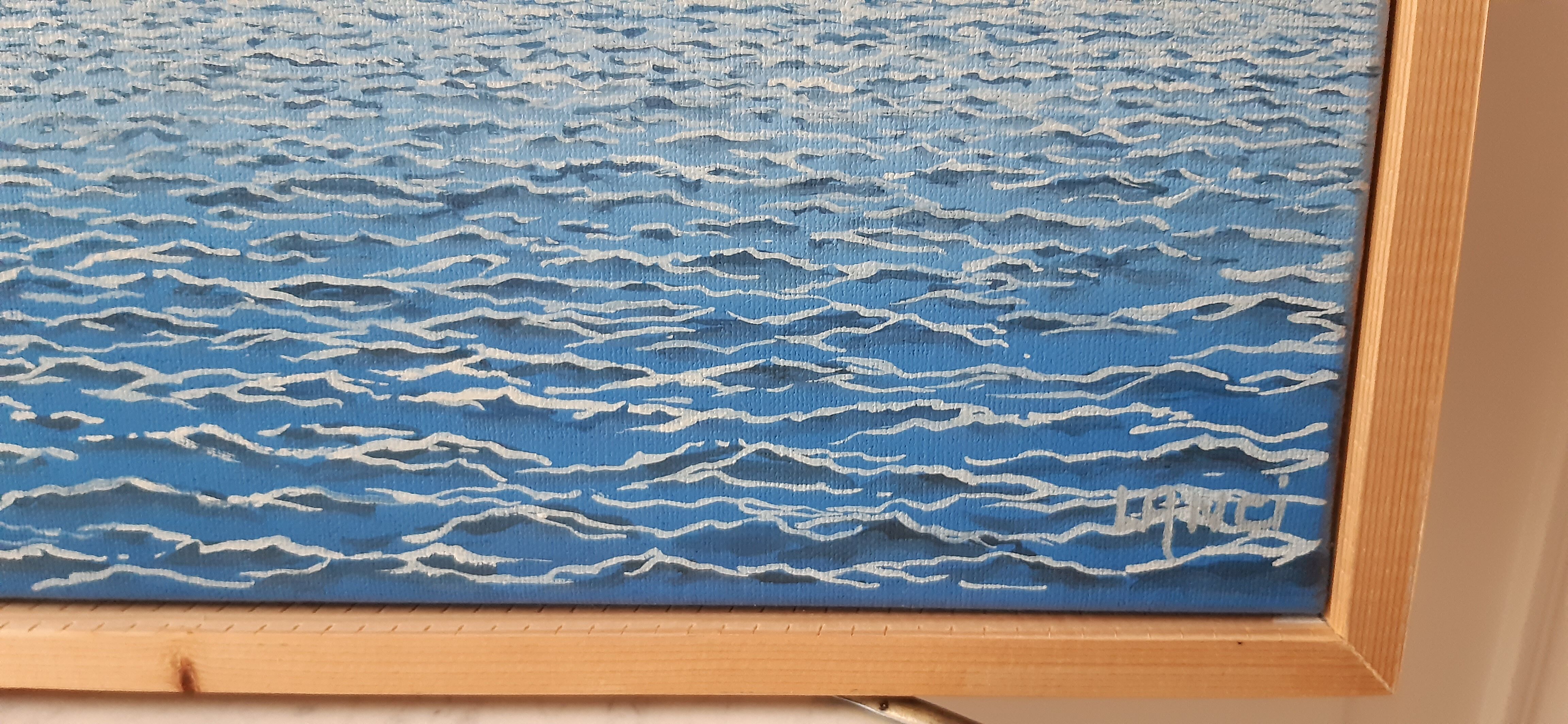 Tableau huile sur toile paysage mer vintage