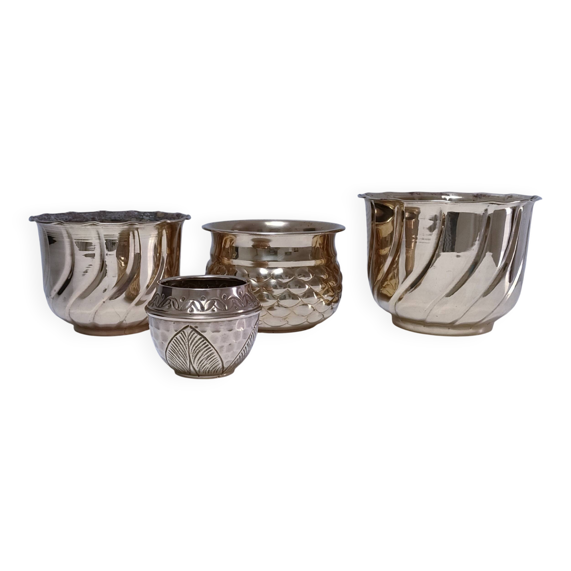 quatre cache-pot laiton vintage