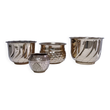 quatre cache-pot laiton vintage