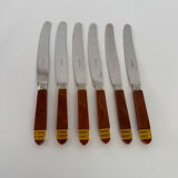 Set of 6 Vintage French Art Deco Design Inox Dinner Knives