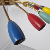 Lustre araignée en laiton XL, années 1950