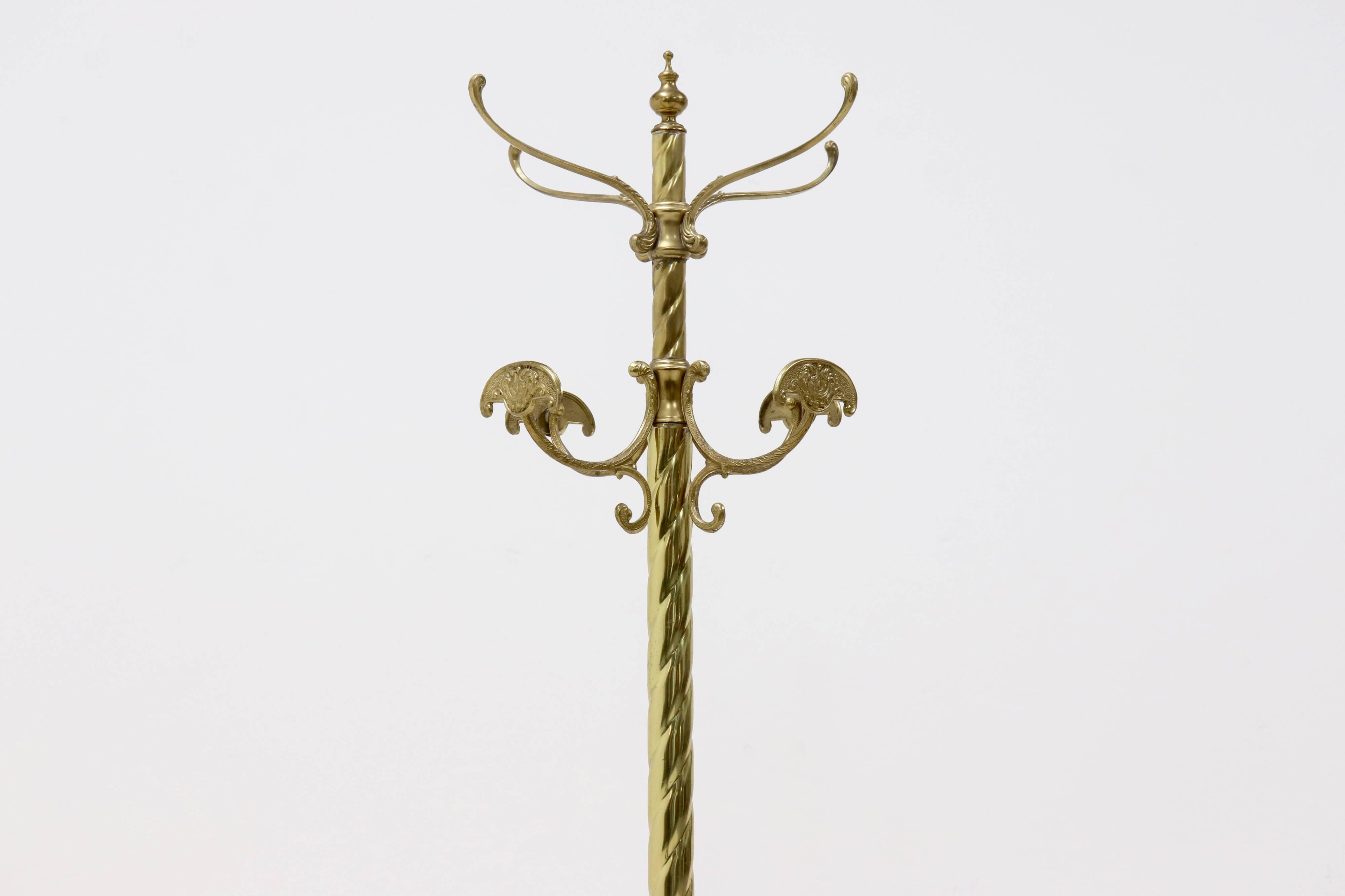 Italian Free Standing Solid Brass Coat Rack 1950s