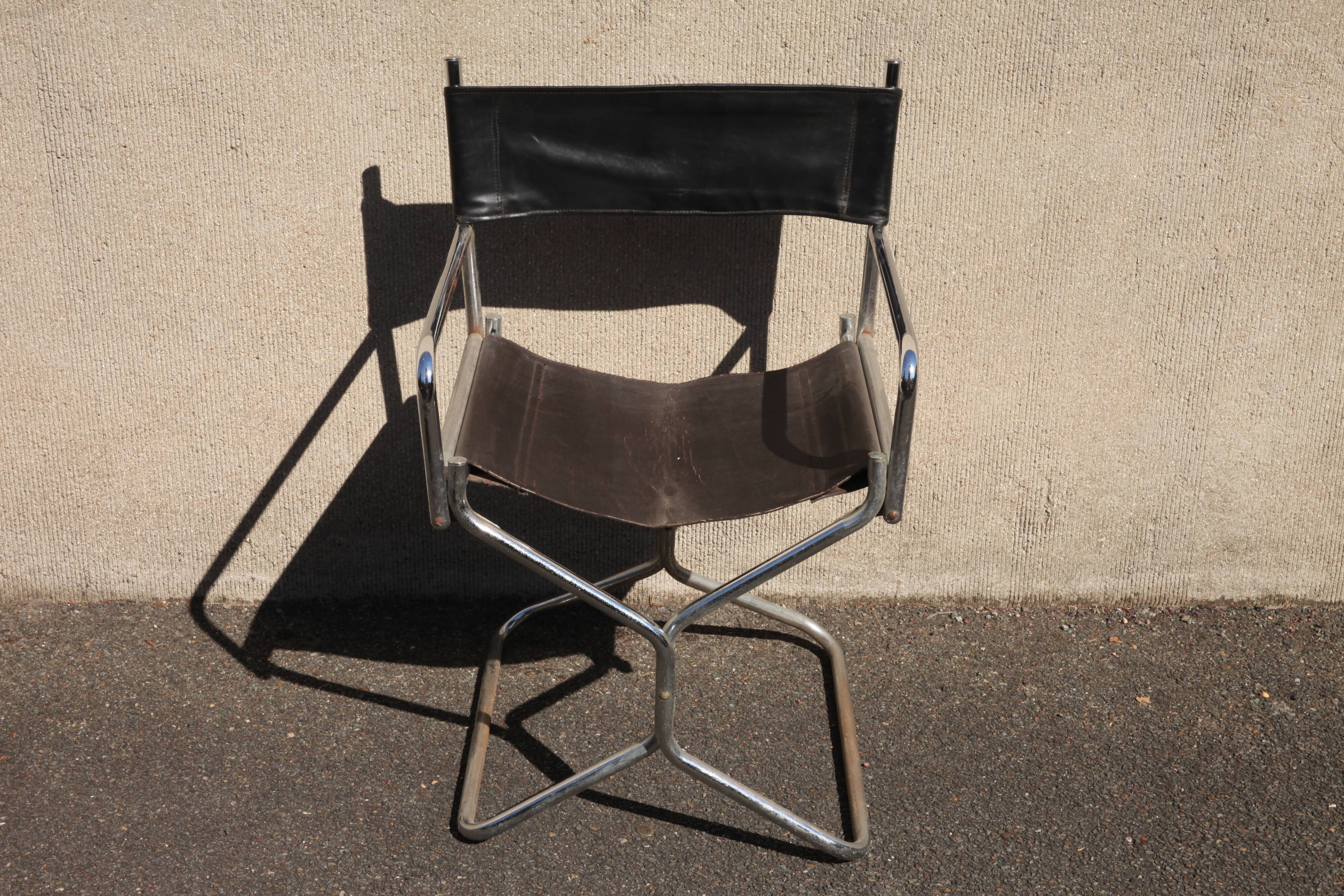 Lafuma folding leather armchair