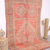 Pink Vintage Moroccan Rug 186 cm x 279 cm - Handmade Wool Rug - Berber Rug