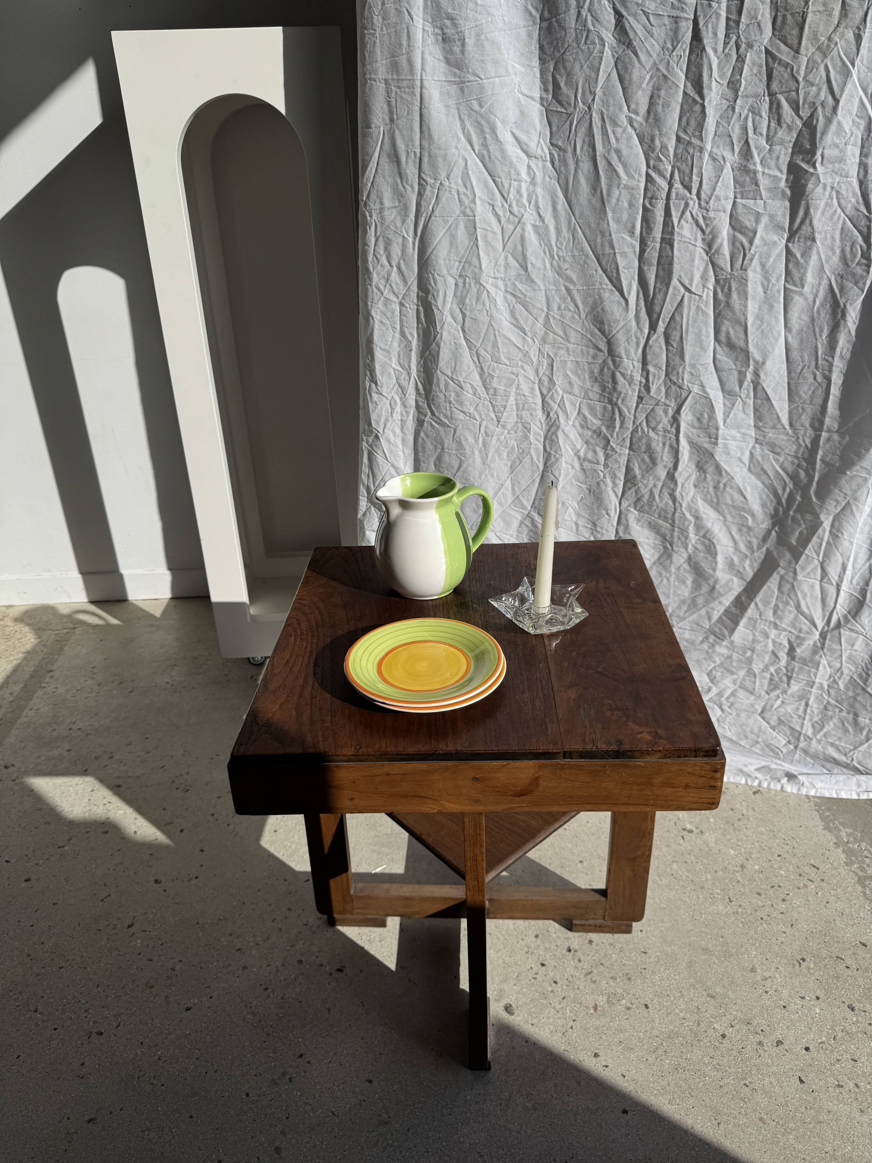 90s white and green ceramic carafe H17 D11