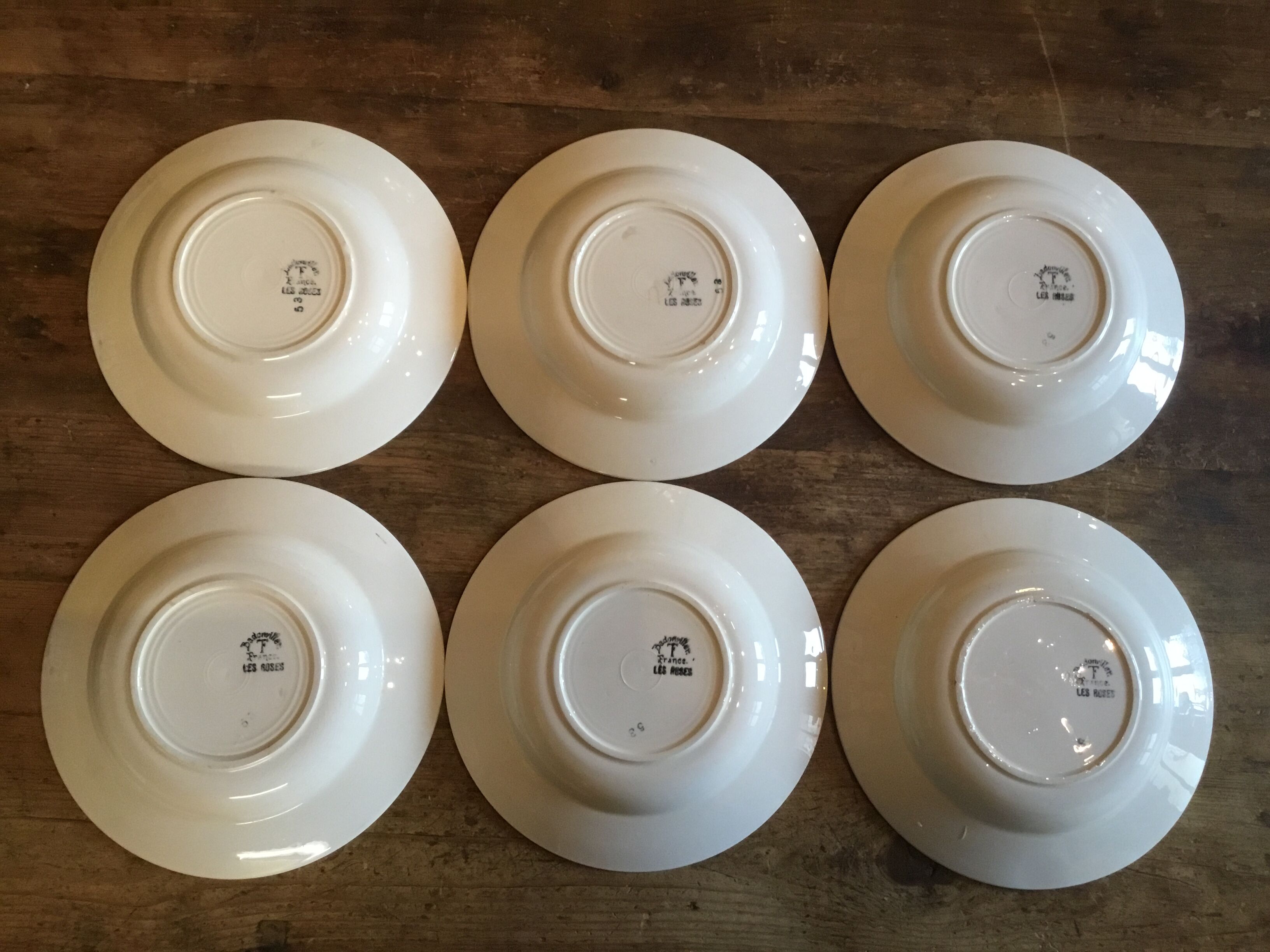 6 plates "roses" Badonviller