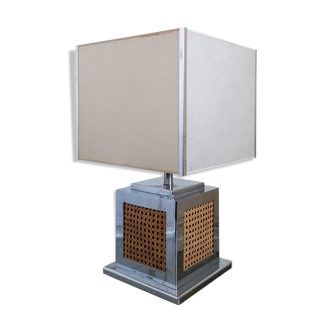 Chrome lamp with caning decoration