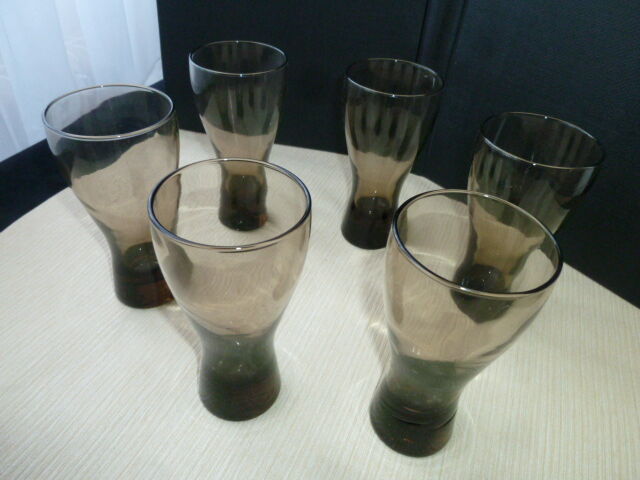 Set de 6 verres de table forme scandinave brun fumé