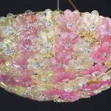 Amazing Pink and Gold Large Size Murano Ceiling Light Flower by Seguso